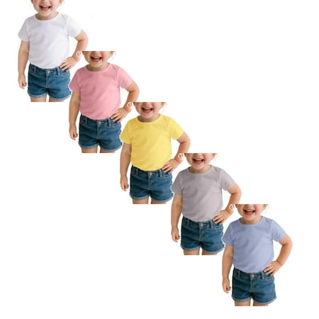 SNKSDGM 5 Pack Girl T Shirt Long Sleeve White Shirt Girls Baby Kids Boys Girls Casual Tops for Lightweight Short Sleeve T Shirt Top for 1 6 Years Old 100