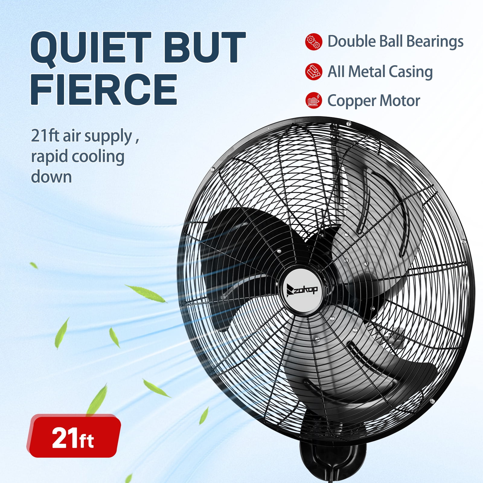Ktaxon 18inch High Velocity Wall Mount Fan Oscillating,Industrial Fan with 3 Speed Ventilation,4592CFM Indoor Wall Fan
