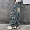 thumbnail image 2 of Huanglei Girl Fashion Denim Overalls Casual High Waist Long Pants With Pockets, 2 of 9