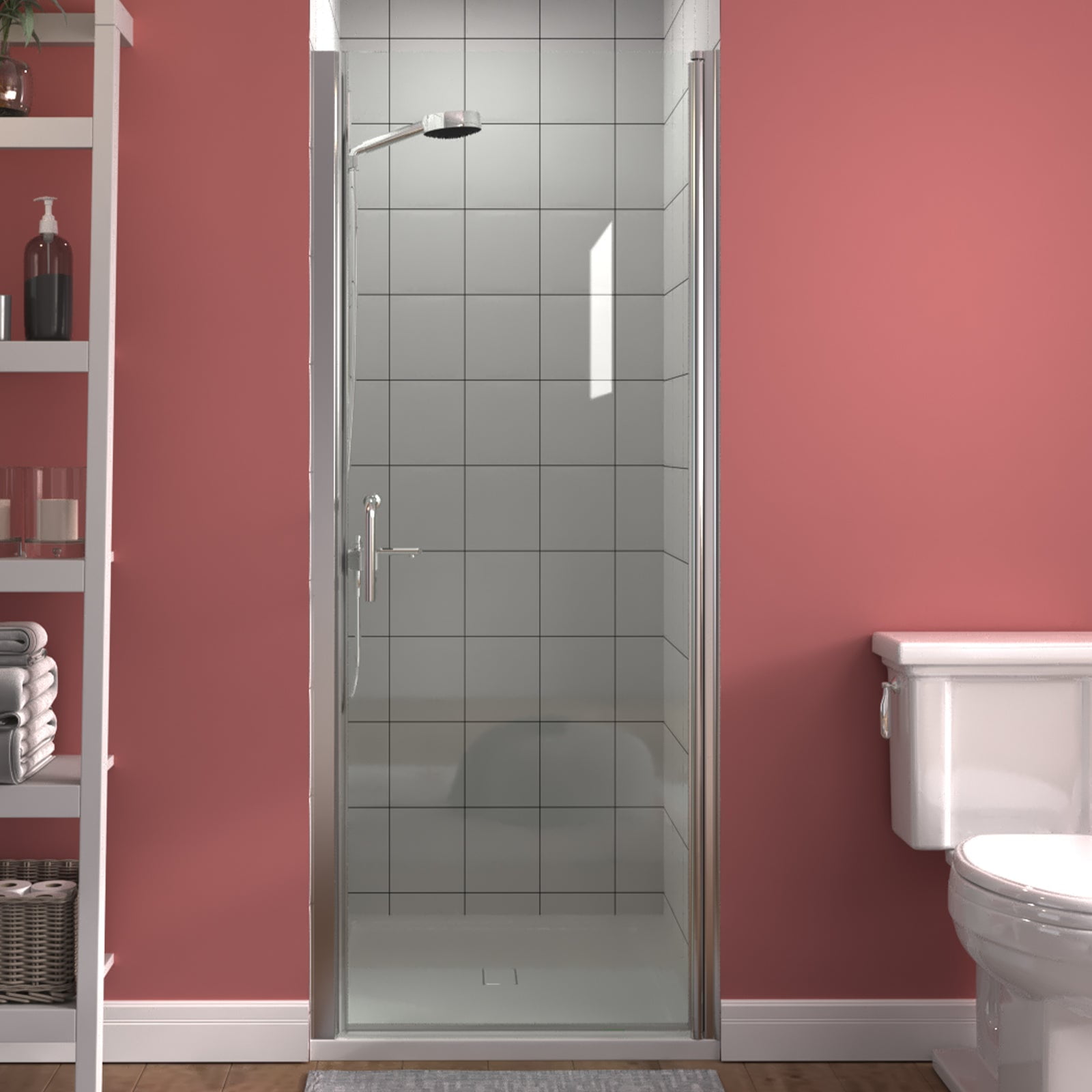 ExBrite 30 31.5 x 72 inch Pivot Shower Door Frameless Chrome Hinged