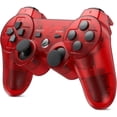 thumbnail image 2 of RetroFam 2 Pack Wireless Controller compatible for Playstation PS3 Console, Transparent Red, 2 of 5