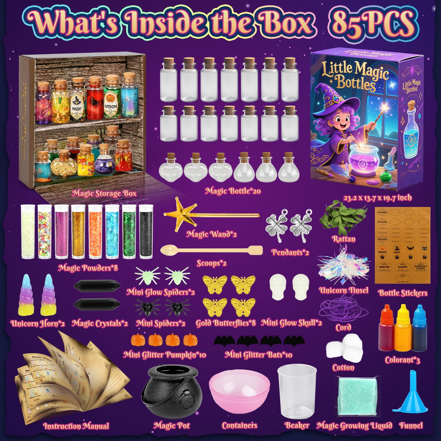 UUSUOO Fairy Magic Potion Kit for Kids, 20PCS Bottles Kids Potion Making Kit, STEM Activity Gift for Girls Boys Ages 6 to 12
