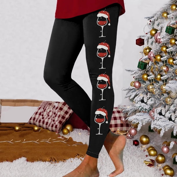 WILLBEST Pantalones Casuales para Mujer, Leggings de Cintura Alta con Estampado Navideño de Cristales para Realzar y Hacer Ejercicio, Yoga y Fitness. Extra Grande