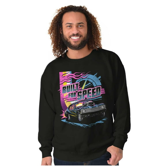 Vintage Built For Speed Racecar Sport Unisex Plus Fleece Graphic Sweatshirt Brisco Brands 2X