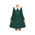 thumbnail image 1 of Vestido de Niña Verde Sólido Casual Escolar Uniforme de Estudiante Algodón Manga Larga 10 Años, 1 of 9