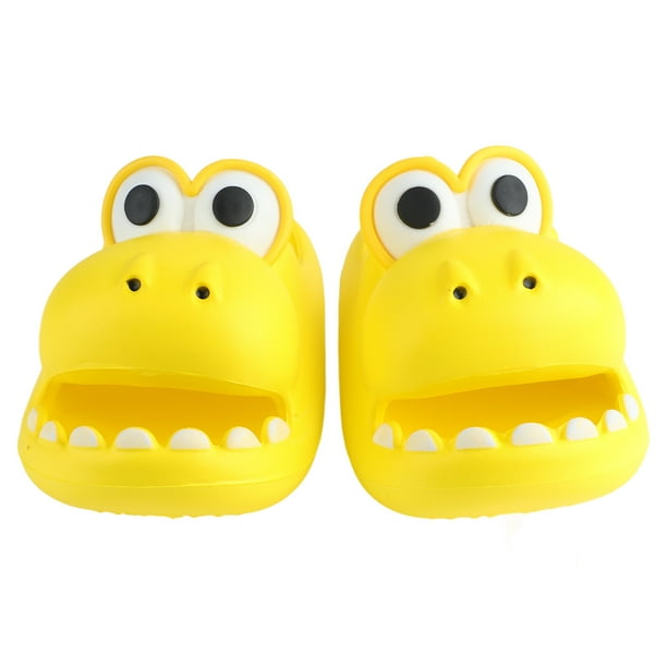 Sandalias de punta abierta con forma de dinosaurio de dibujos animados para niños y niñas, pantuflas de suela gruesa de EVA suave, longitud interior de 170 cm, 24 a 25 cm, color amarillo
