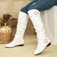 thumbnail image 2 of Pandaie Slouchy Knee High Boots for Women Classic Faux Suede Leather Low Heel Zip Pull on Fashion Long Tall Riding Boot for Fall Winter, 2 of 9
