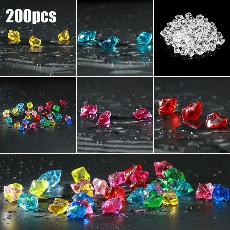 QIFEI 200Pcs Multicolored Fake Crushed Ice Rock Plastic Gems