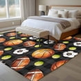 thumbnail image 4 of Brown Basketball Football Area Rugs 6'x9', Washable Small Throw Rugs for Kitchen Dining room, Checkered Ball Watercolor Indoor Outdoor Rug Non-Slip Low Pile Carpet Runner Reversible Floor Mats, 4 of 8