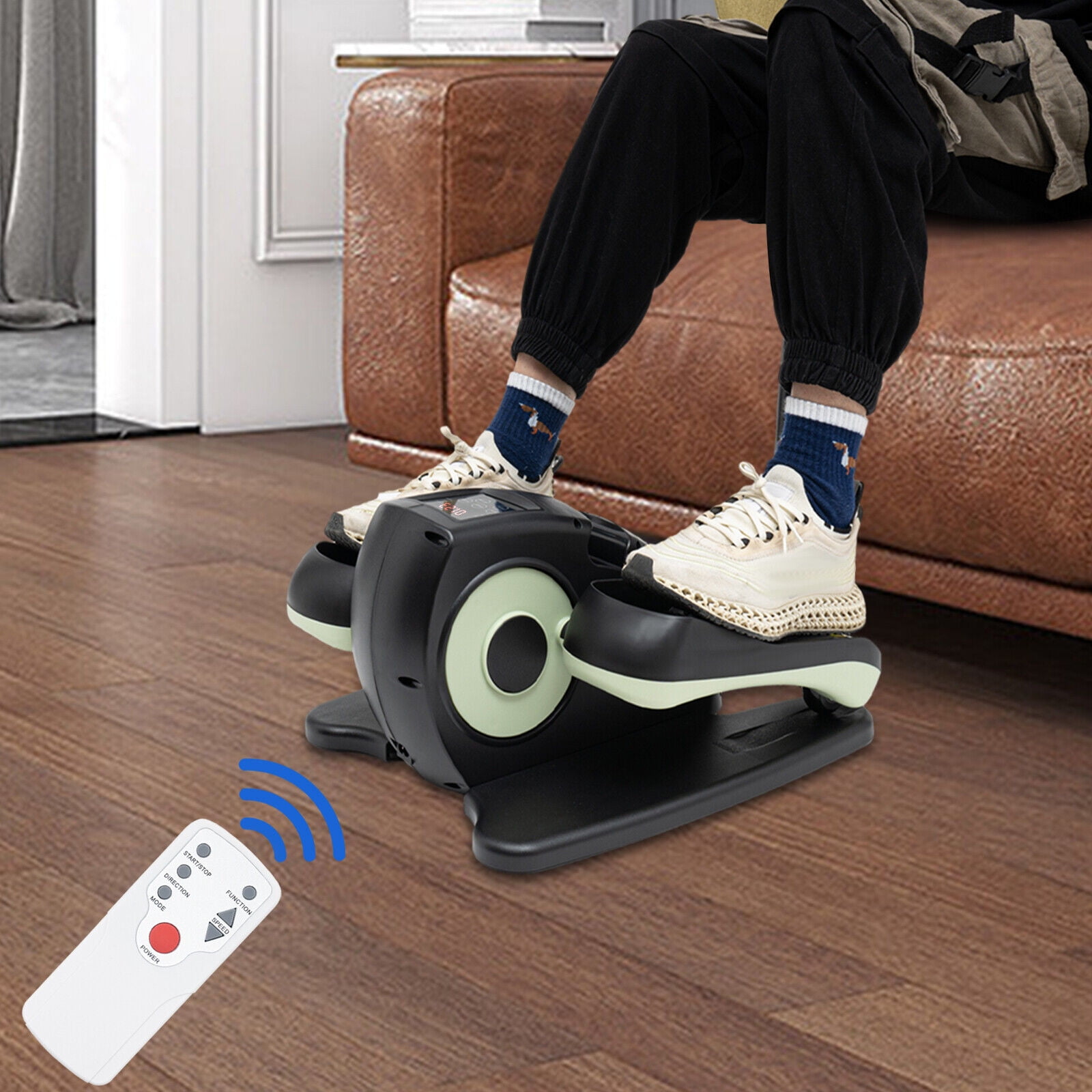 Miumaeov Under Desk Elliptical Machine Electric Seated Pedal Exerciser Legxercise Machine with Remote and Display Monitor Portable Leg Exerciser for Home Office
