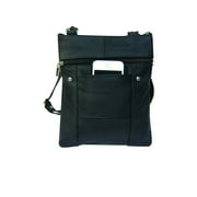 Improving Lifestyles Leather Multi-Pocket Crossbody Purse Bag Black RLILRM004BK