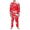 thumbnail image 3 of Fotbe Saying Ho Ho Ho Pijama de Hombre con Estampado de Manga Larga, Conjunto de 2 Piezas, Ropa de Dormir Suave y Cómoda con Bolsillos-Large, 3 of 7