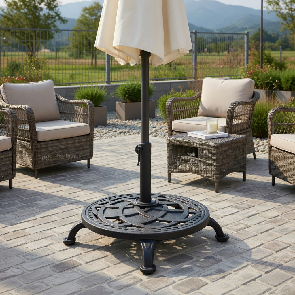 Resenkos Outdoor Umbrella Base, 22 Inch Heavy Duty Round Umbrella Base Stand, Black