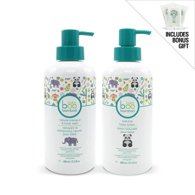 Baby Boo Bamboo All Natural Scented Wash & Lotion Set + Bonus Gift – Travel Wipes