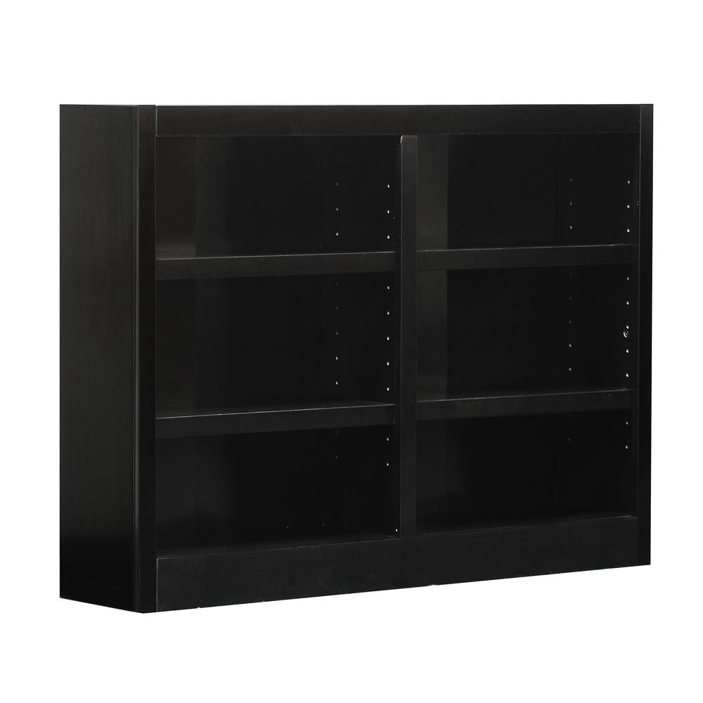 Concepts in Wood 6 Shelf Double Wide Wood Bookcase, 36 inch Tall - Espresso Finish