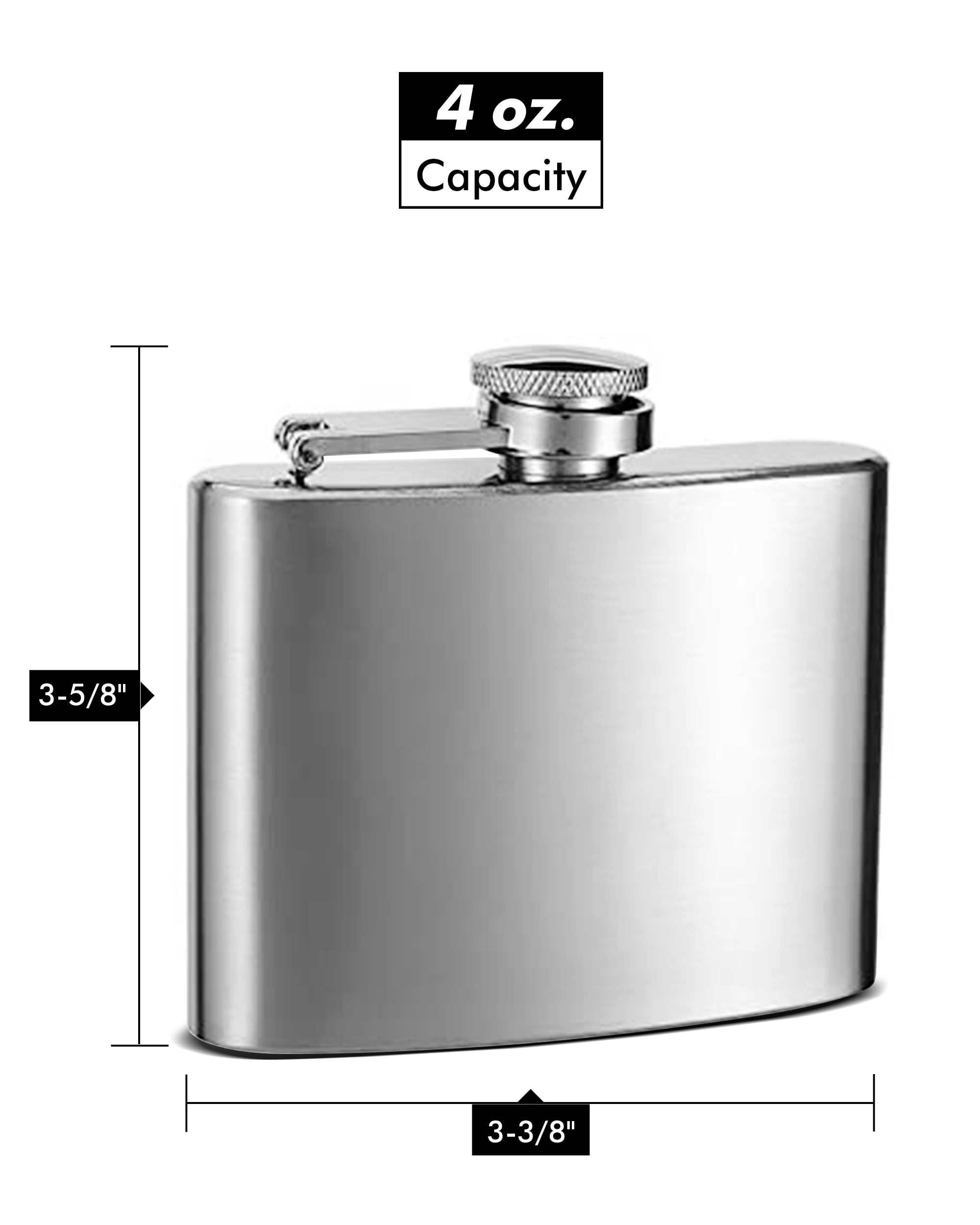 Vosarea 4oz Stainless Steel Liquor Hip Flask with Mini Funnel Portable Silver 