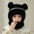thumbnail image 3 of Xdegoge Girls Boys Winter Hat Fleece Fuzzy Warm 3 in 1 Beanie Hat with Scarf and Mask Knitted Plush Cute Pompom Winter Thermal Outdoor Hiking Skiing Snowboarding Balaclava for Kids, 3 of 4