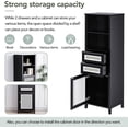 thumbnail image 5 of Boho Style Slim Tall Cabinet with Rattan Door, Mid Century Modern Tower Cabinet Up to 63", Country Style Freestanding Organizer with Metal Handles for Living Room, Bedroom, Bathroom, 5 of 9