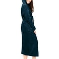 thumbnail image 4 of UVN Long Robes for Women Winter Plush Fleece Hooded Bathrobe Soft Cozy Fluffy Sleepwear Nightgown with Pockets, 4 of 11