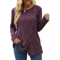 thumbnail image 3 of Fantaslook Blouses for Women Long Sleeve Crew Neck Tunic Tops Buttons Side Fall Shirts, 3 of 9