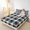 thumbnail image 4 of Homewish Black White Buffalo Full Size Sheets for Teens, Chic Checkered Square Bed Sheets, Modern Fashion Sheet Sets, Breathable Home Decor, 4 Pieces, 4 of 7