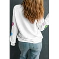 thumbnail image 5 of Women's White Colorful Pumpkin Sequin Patched Drop Shoulder Sweatshirt for Fall - [ZhiHiMeRi] | 2XL, 5 of 6
