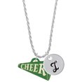 thumbnail image 1 of Delight Jewelry Acrylic 1.25" Green Cheer Megaphone Silvertone Script Initial Disc - I - Charm Necklace, 20"+3", 1 of 4