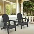 thumbnail image 2 of Patiojoy Folding Adirondack Chair Outdoor Adirondack Chair Weather Resistant Lounger for Backyard Porch Poolside Black, 2 of 8