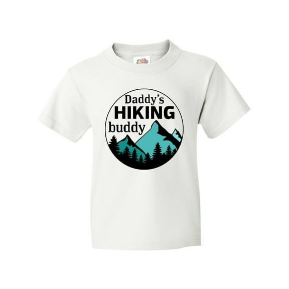 Inktastic Daddy's Hiking Buddy with Mountains and Trees Youth T-Shirt