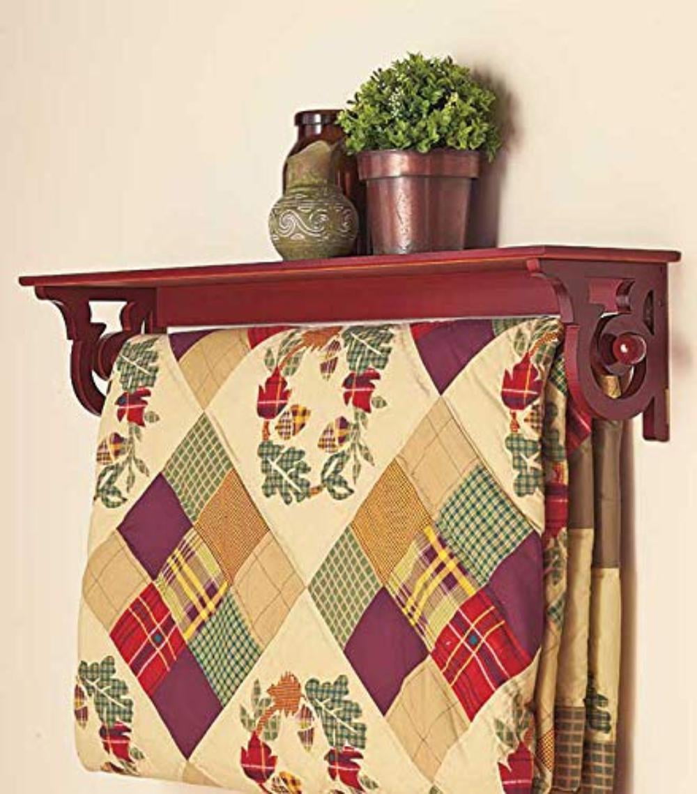 "Deluxe Quilt Rack with Shelf Walnut, Convenient Deluxe Quilt Rack