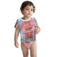 thumbnail image 2 of Gaeub Pastel Pink Beach Cafe Print Infant Climbing Onesie,Toddler Outfit,Newborn Baby Bodysuit,Baby Boy Girl Clothes -9M, 2 of 6