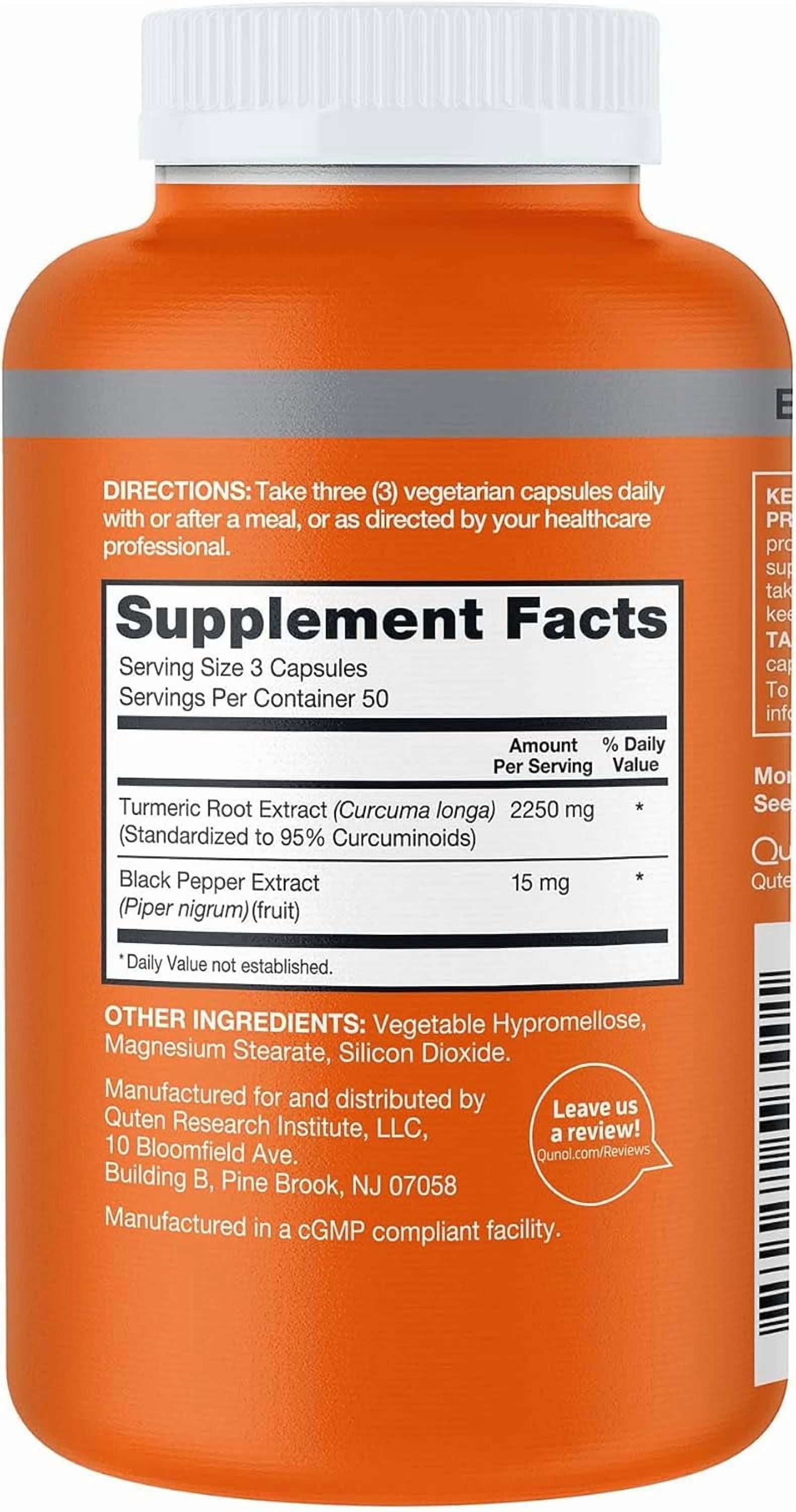 Qunol Turmeric Curcumin with Black Pepper, 2250mg Turmeric Extract with 95% Curcuminoids, 150ct