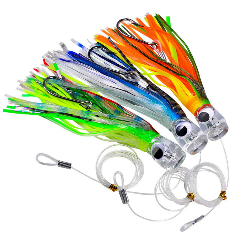 Lierteer Octopus Skirt Lures Saltwater Fishing Lures Squid Lure Bass Lures  With Hook Line 