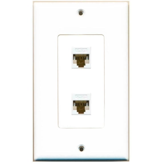 Ultra Spec Cables 1 Gang 2 Port Cat6 Ethernet Female Coupler Wall Plate Hide Cables