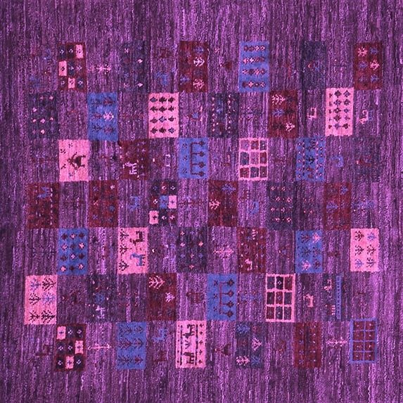 Ahgly Company Indoor Square Abstract Purple Contemporary Area Rugs, 4' Square
