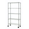HSS 14"Dx30"Wx62"H, 5 Shelf Wire Shelving Rack with Casters, Chrome