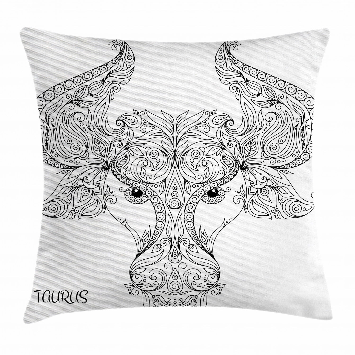 Zodiac Decor Throw Pillow Cushion Cover, Astrological Icon Pattern with