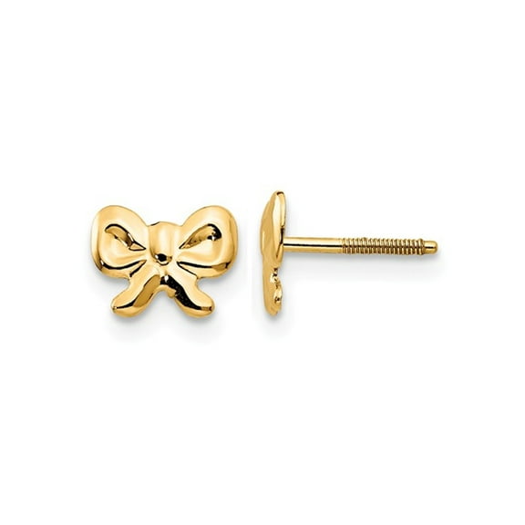 14k Yellow Gold Polished Screw back Bows-Screw Backback Teen Earrings 5x7mm -  Jewelry Gift for Mom