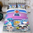 thumbnail image 4 of Babybus Autobús Bebé Conjunto de sábanas temático, trío de piezas, cómodo y amigable con la piel, diseño único, regalo de decoración para el hogar para familiares, amigos y fans,140cm *210cm, 4 of 6