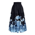 thumbnail image 5 of Yucgh Women's High Waisted Midi Skirt with Drawstring, Floral Pleated Tiered Summer Skirt, Lightweight Flowy Beach Skirt for Casual Wear,Dark Blue,XL, 5 of 5