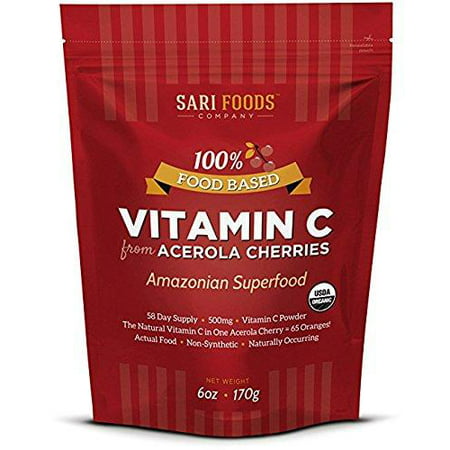 Natural Vitamin C Complex Powder from Organic Acerola Cherries (6 ounce): Plant based, Non-Synthetic Nutrition. Natureâ??s Daily Whole Food, Antioxidants and
