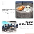 thumbnail image 3 of JOIVI 7-Piece Outdoor Patio Furniture Set, Sectional Half-Moon Sofa, Coffee Table, 4 Pillows, Blue Cushion, with Waterproof Cover, for Garden, Backyard, Porch, Sunroom or Pool, 3 of 7