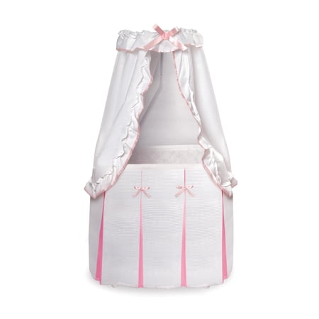 Majesty Baby Bassinet with Canopy - White/Pink Bedding