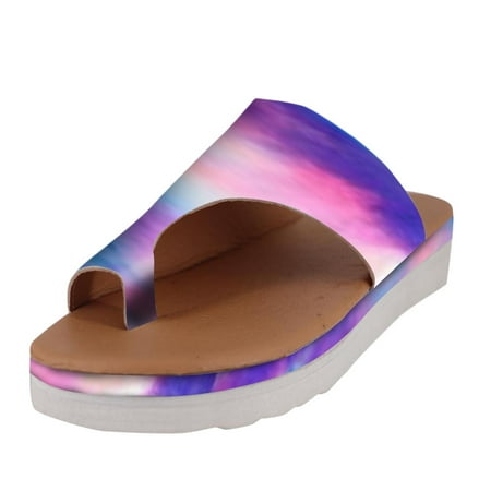 

Babysbule Women s Slippers Clearance Womens Flip Flop Open Toe Flowers Sandals Slip On Lace Flat Slipper Casual Shoe