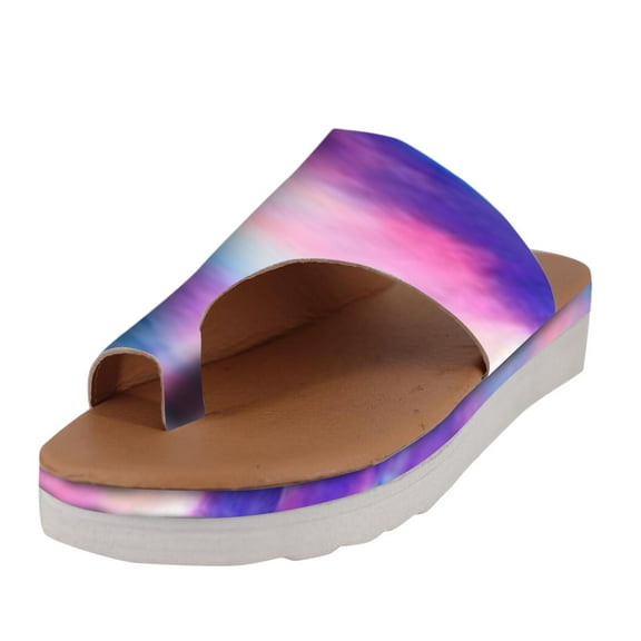 Ichuanyi Slippers for Women Womens Flip Flop Open Toe Flowers Sandals Slip On Lace Flat Slipper Casual Shoe