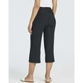 thumbnail image 4 of Real Essentials 3 Pack: Women's Ribbed Foldover Wide Leg Loose Capri Open Bottom Yoga Lounge Pants (Available in Plus), 4 of 5