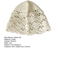 thumbnail image 7 of Tnobhg Ladies Hat Hollow Out Lace Soft Manual Crochet Knitted Soft Elastic Solid Color Breathable Decorative Women Beanie Anti-slip Cap, 7 of 7