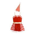 thumbnail image 5 of renvena Kids Girls Christmas Dance Gymnastics Leotard Figure Ice Skating Bodysuit Mesh Tutu Dress with Hat Size 6-16 A Red 16, 5 of 7