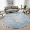 thumbnail image 2 of HomeRoots 656768 8 ft. Sky Blue & Ivory Abstract Transitional Washable Round Area Rug with UV Protection, 2 of 9