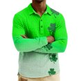 thumbnail image 4 of Men's St. Patrick's Day Shamrock Henley Long Sleeve Pullover Casual Top Shirt, 4 of 6
